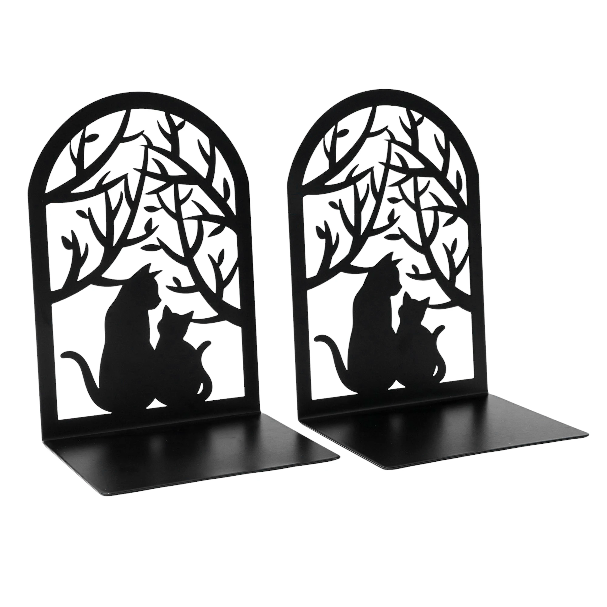 Creative Electrophoretic Black Charming Cute Cat Tree Shadow Metal Bookshelf, Practical Storage, Suitable for Book Lovers!