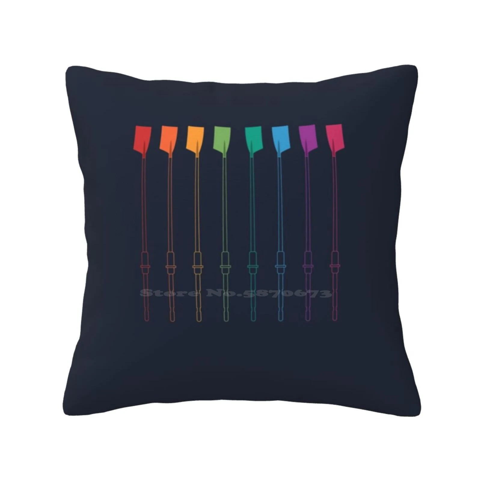 Rowing Pride Throw Cushion Pillow Cover Rower Varsity Rowing Collegiate Rowing Sculling Crewing Oars Eight Rainbow Pride Lgbt