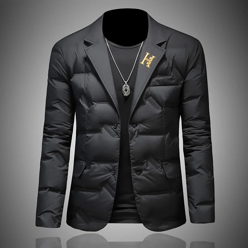 

Мужская повседневная куртка-пуховик Busin Casual, 90% белый пух, с вышивкой, приталенная, легкая, модная, зимняя, новая модель