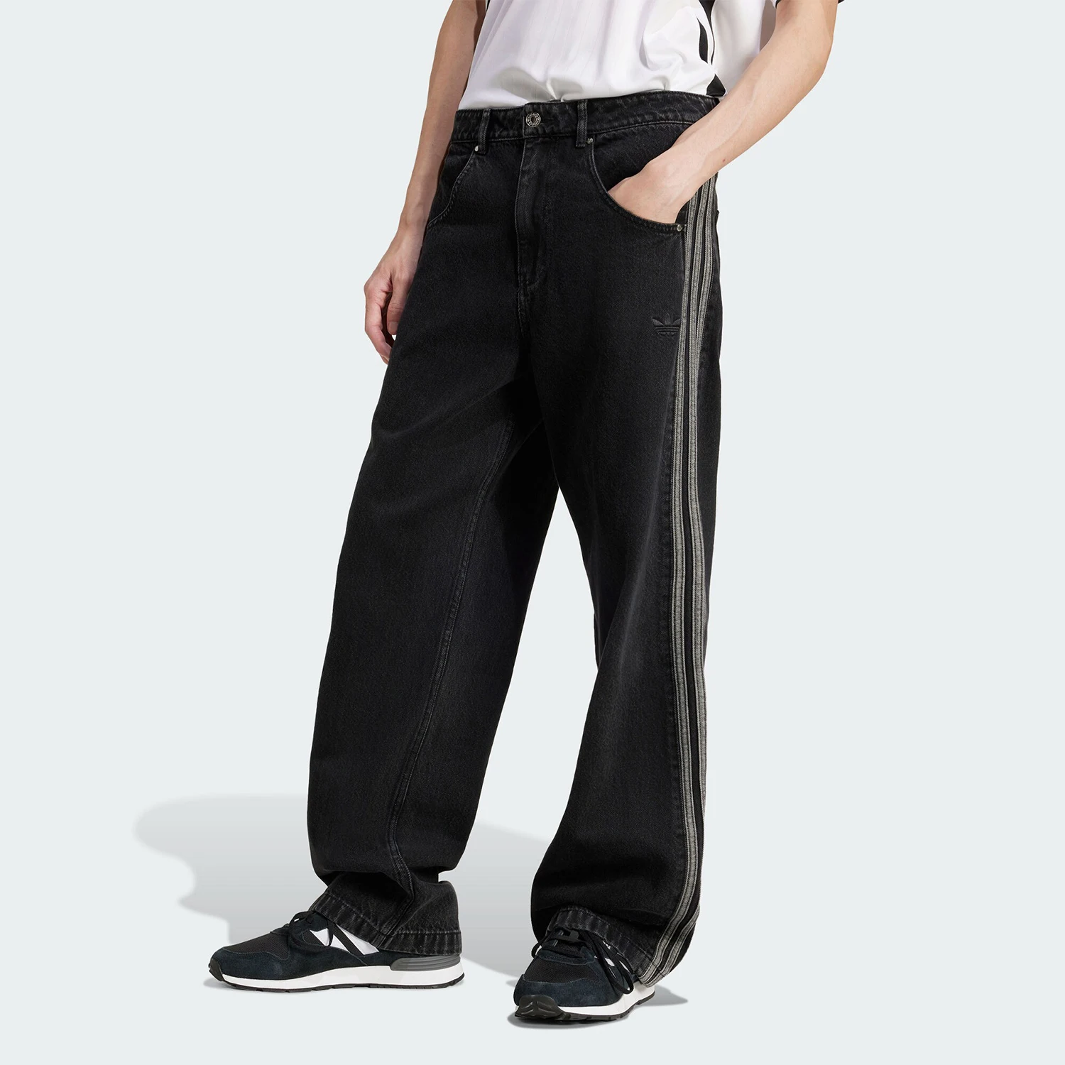 Adidas genuine Originals Men's Retro Striped Straight Jeans JC6718