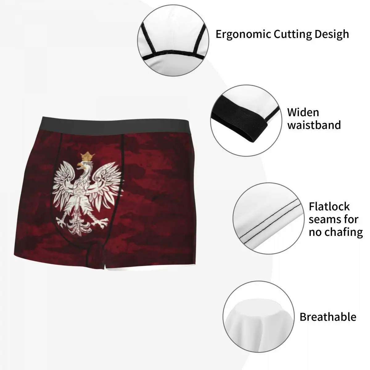 Poland Vintage Coat Of Arms Underwear Men Breathbale Polska Polish Eagle Boxer Briefs Shorts Panties Soft Underpants For Homme