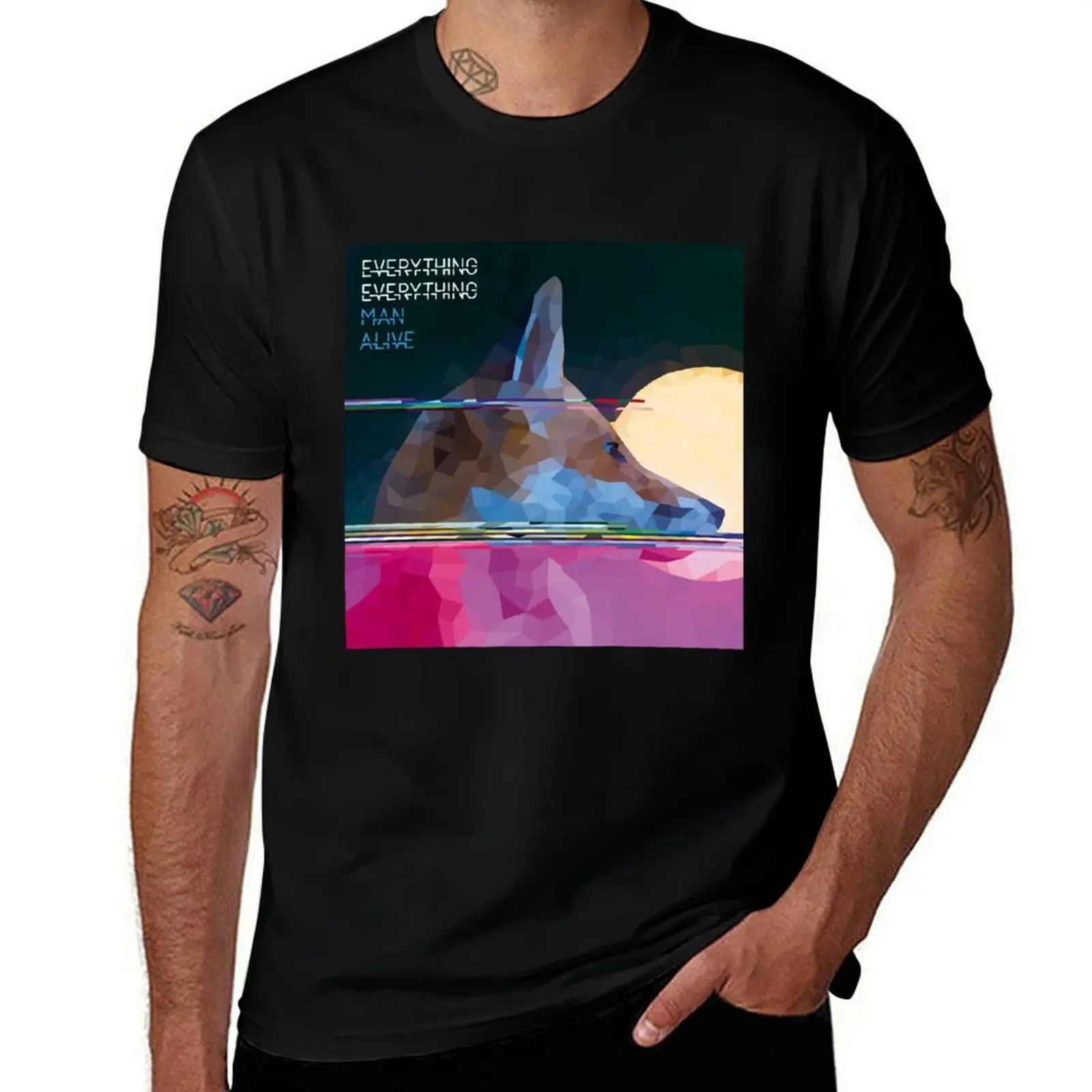 Everything Everything - T-shirt Man Alive au design low poly, grande taille, décontracté et ample