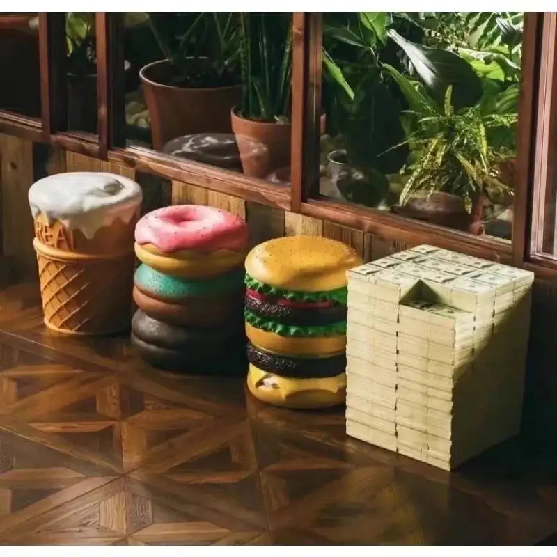 stool Ice cream, decoration corn stool, low trendy home resin burger chair, Macaron gift decoration, living room stool