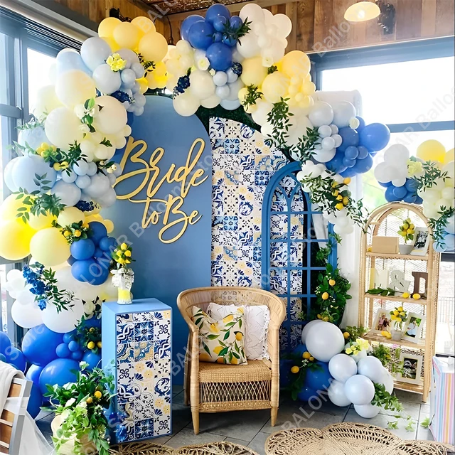 Royal blue fashion and gold baby shower backdrop