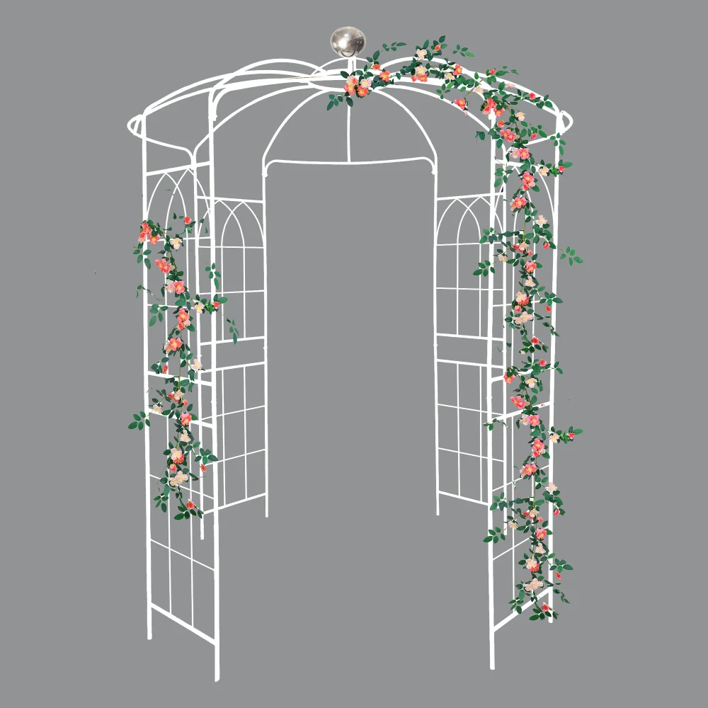 โลหะ Garden Arch Iron Garden Arbors Gazebo Dia 81.3 ''x 114.2'' สูง Birdcage รูปร่าง Pergola Pavilion สําหรับงานแต่งงานพิธีครีม