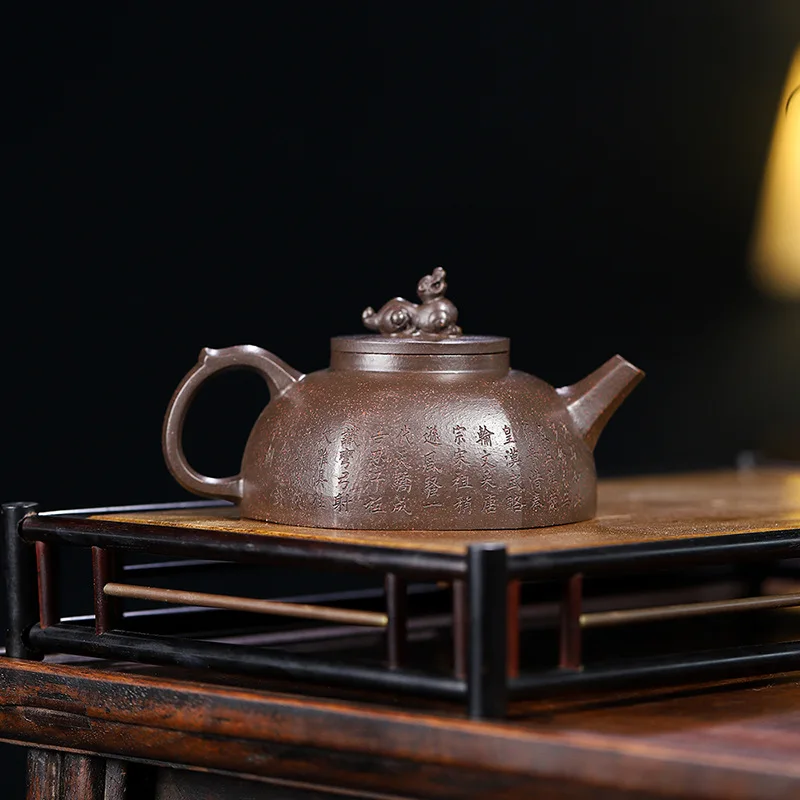 Agent distribution of Yixing purple clay teapots, tea sets, black diamond, handcrafted hexagonal half moon teapots, household te