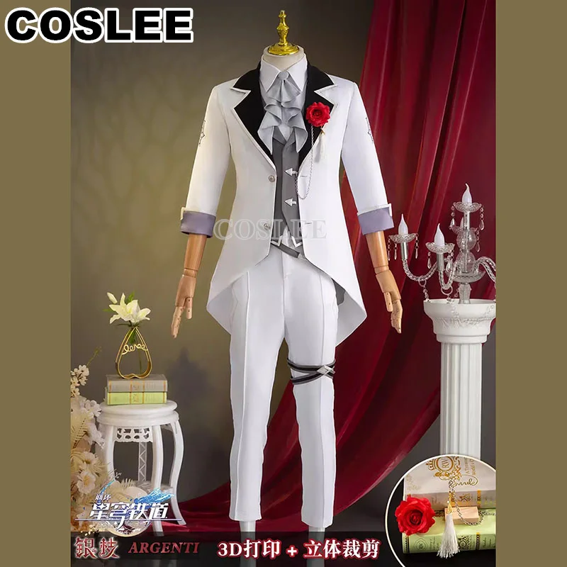 COSLEE Argenti Cosplay Costume Game Honkai: Star Rail Concert Handsome Uniform Suit Halloween Party Outfit Men S-XXL New