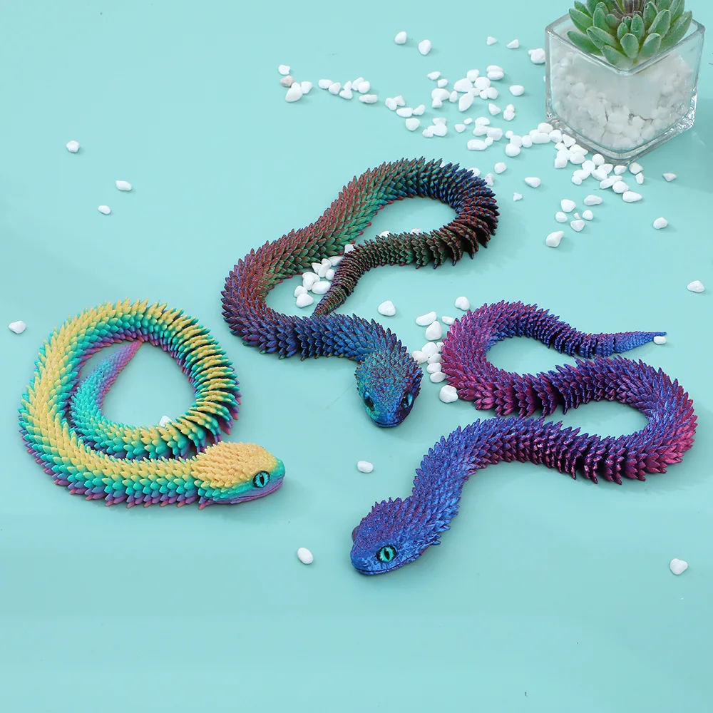 30/45/60cm 3D Printed Snake toy 3D Printed Animals Rotatable Realistic Snakes models Kids Gifts Desktop Ornaments Toy Home Decor