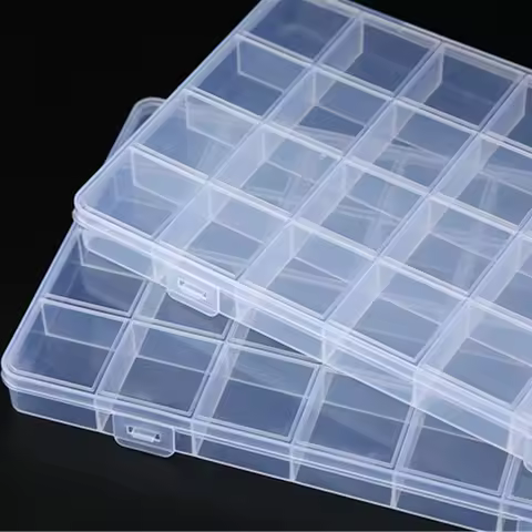 Plastic Jewelry Box 28 Grid Compartment Slot Organizer Storage Beads Container Jewelry Storage Box Rectangle Case Display