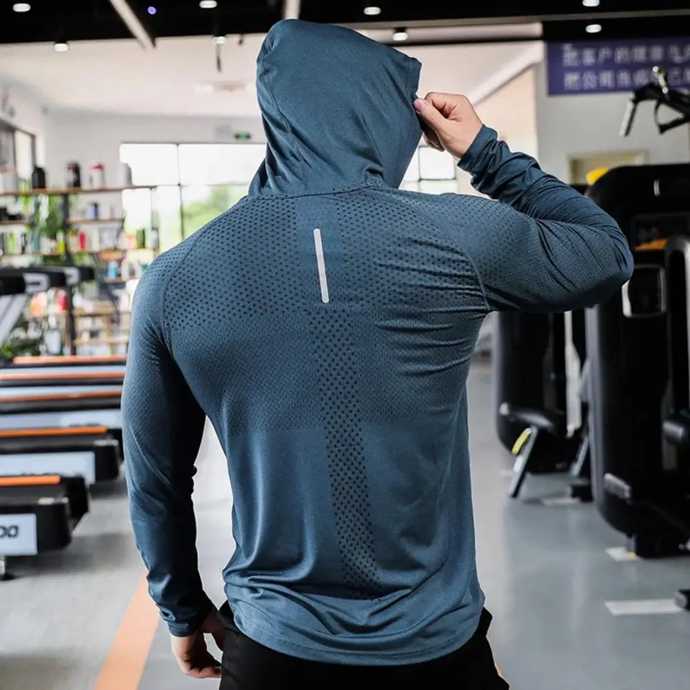 Agasalho de fitness dos homens correndo esporte hoodie ginásio corredores com capuz camisas de treino ao ar livre topos roupas moletom de