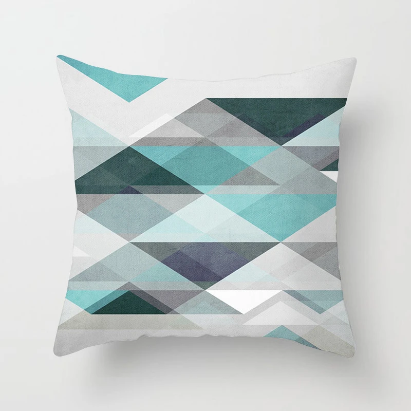 Blue Geometric Pillow Case 45*45CM Cushion Cover Polyester Cushions for Sofa/Car Throw Pillow Covers Home Decor Throw Pillows