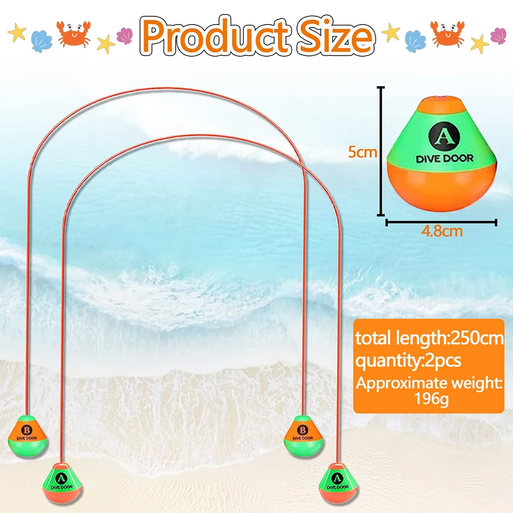 2pcs Diving Pool Toys Set Body Exercise Through Door Diving Ring Durable PVC Swim Through Door Toys Best Gift for Boys Girls