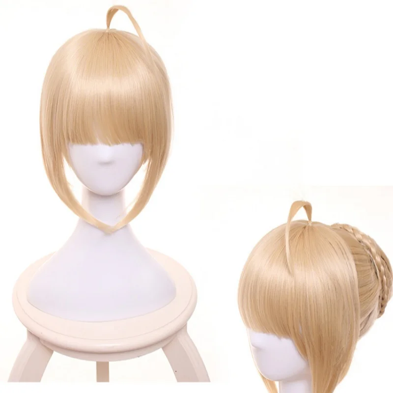 Fate/stay night Arturia Pendragon Saber Wig Blonde Styled Updo Cosplay Full Wigs+ Wig Cap