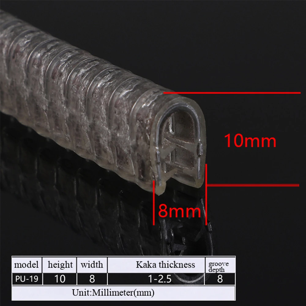 1M U-vormige rubberen afdichtstrip Rand Roestvrij stalen randafdichting Bescherming Deurafdichtingsstrip Auto Stofdichte veiligheidsafdichtingen Strips