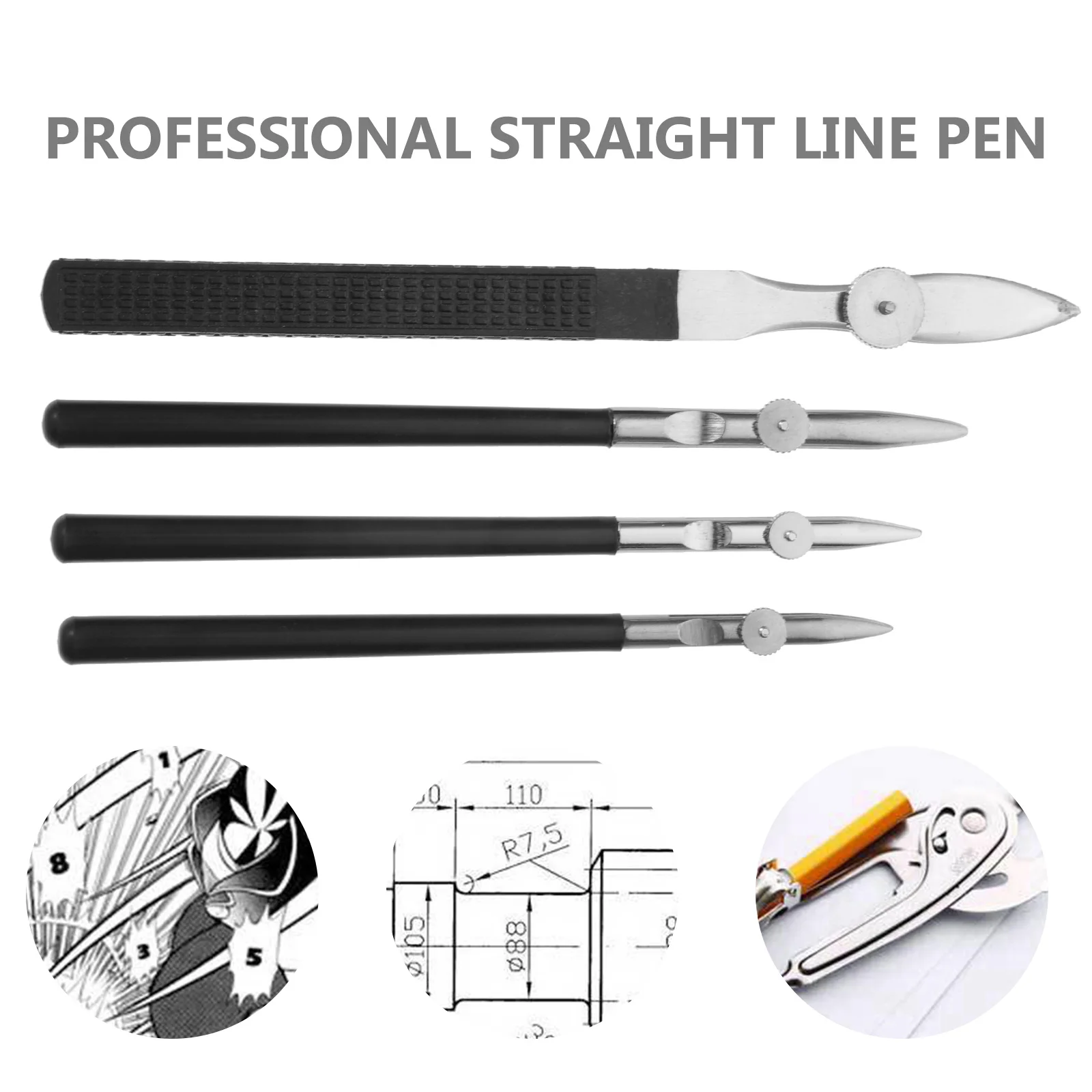 4-teiliges Art-Line-Stift-Set mit Präzisionsspitzen, glatter Tintenfluss für detailliertes Skizzieren, Comic-Rendering, professionelles Zeichnen, gerade