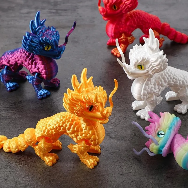 3D Printed Qilin Dragon Statue Articulated Chinese Mythical Beast Movable Fidget Toy Fantasy Home Desk Decor Gift For Kids