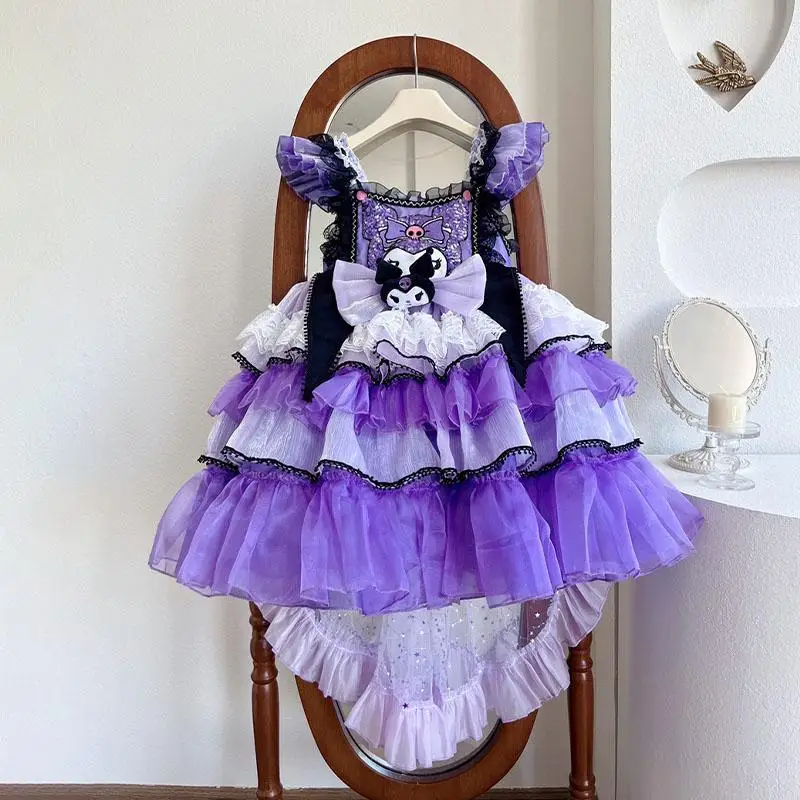 Kuromi Ragazze Lolita Principessa Gonna Anime Sanrios Reggicalze Bambini Halloween Costume Cosplay Tutu Nero Festa di Compleanno Gonna Regalo