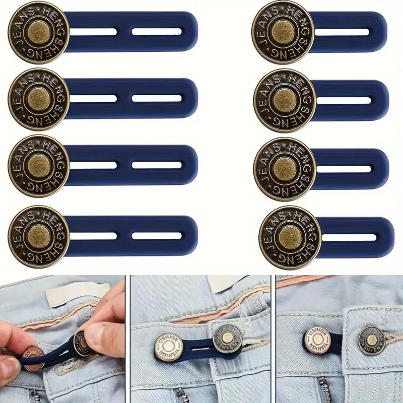 1-10pcs Jeans Buckle Extenders Waist Adjustable Metal Button for Pants Free Sewing Retractable Waistband Stretch Expander