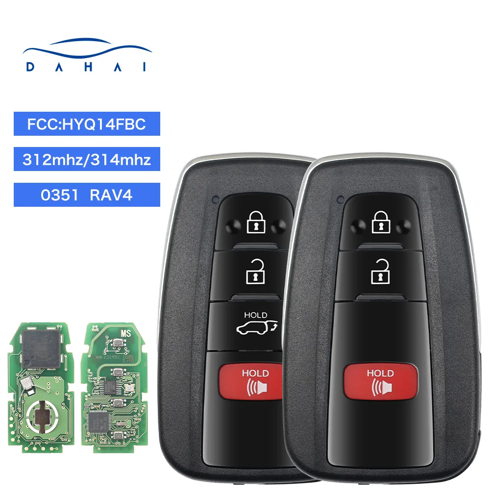 

dahai car key Chave esperta do carro para Toyota RAV4, 0351 P4 = AA,312 314Mhz, 8990H-0R030, HYQ14FBC, 14FBC, 0351, 2019-2021