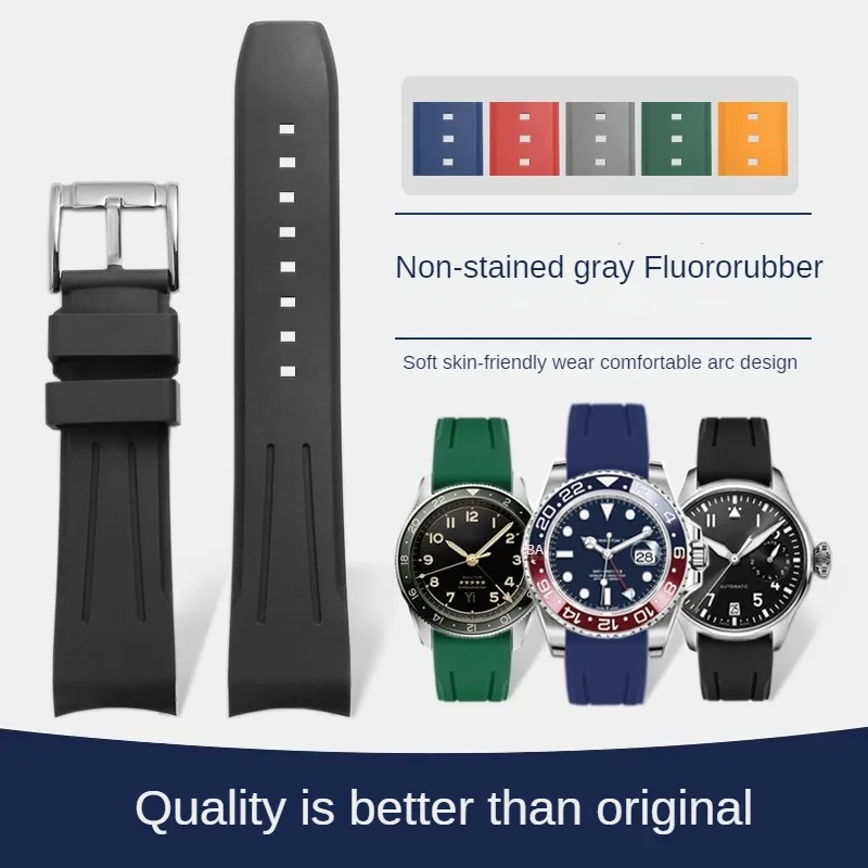 

Universal Various Brands' New Fluororubber Watch Strap With 20/21/22mm Arc Interface Silicone Watchband