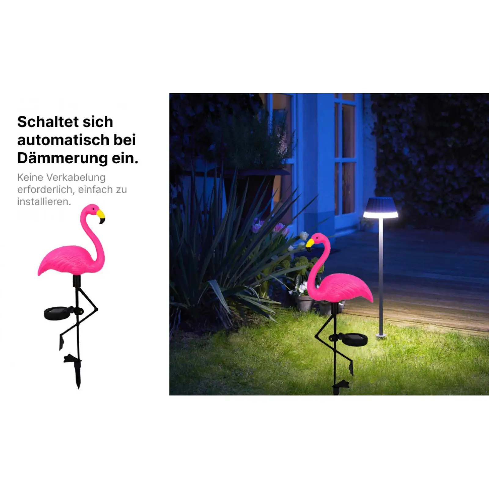 Extérieur, lumières solaires flamant rose, cour arrière-cour Patio décoratif