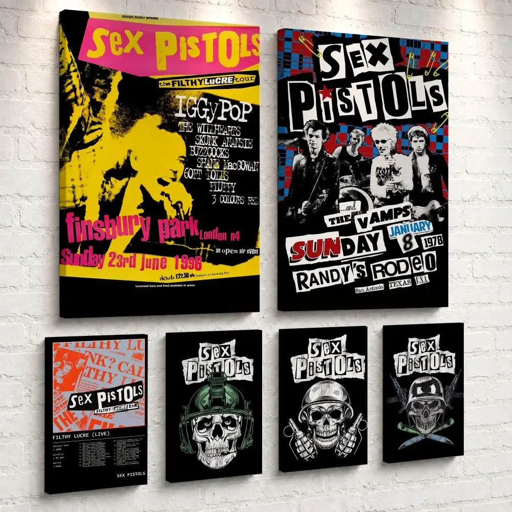 Band Album S-Sex P-Pistols Framed Wall Painting Ready to Hang Canvas Poster Wall Art for Bedroom Living Room Hallway Home Decor