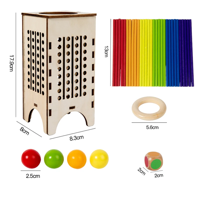 몬테소리 게임 나무 막대기 타워 장난감 스틱 주사위 운동 기술 개발 스틱 계산 수학 교육 장난감 어린이를위한