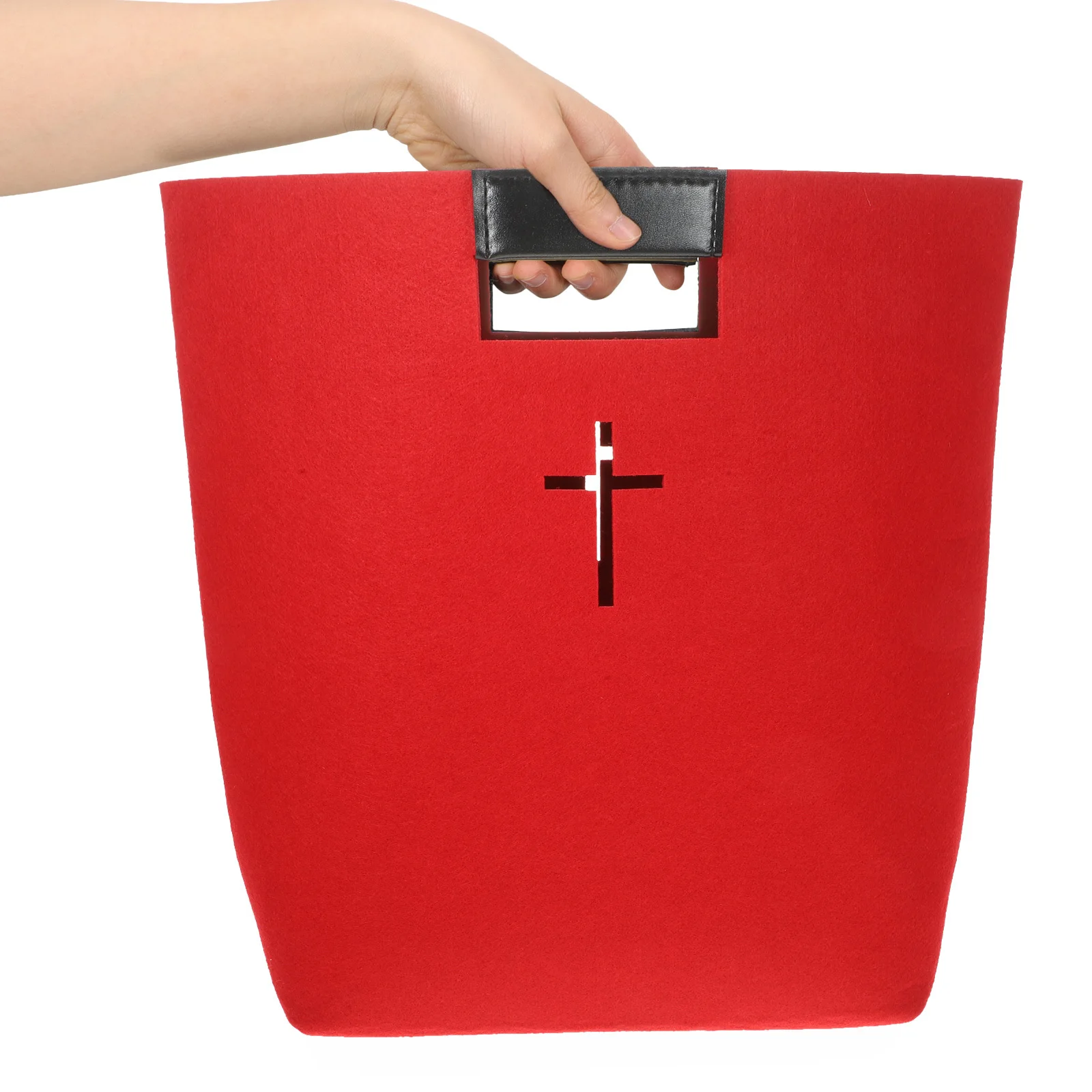 

1Pcs Bible Carrying Case Felt Bible Cover Cross Design Large Capacity Tote Bag Church Study Pouch Christian Gift