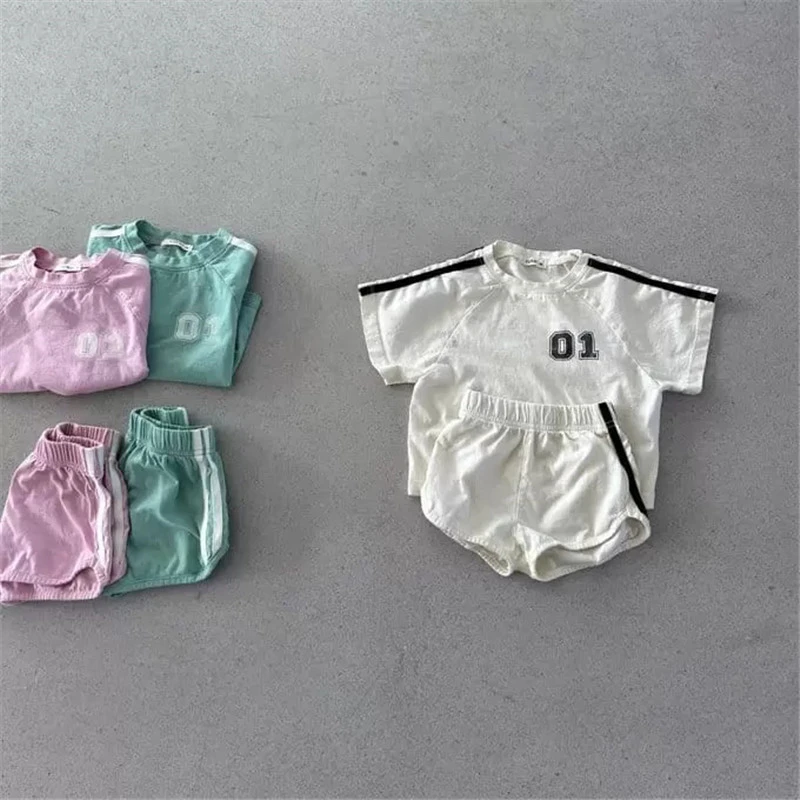 

2025 Summer New Baby Short Sleeve Clothes Set Infant Girl Casual Striped T Shirts + Shorts 2pcs Suit Kids Toddler Outfits