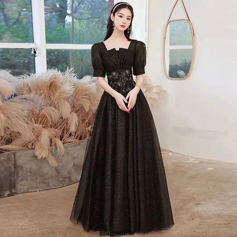 Party Dresses Female 2023 New High-End Light Luxury Embroidery Beaded Wedding Dress Temperament Performance Dress Female Evening