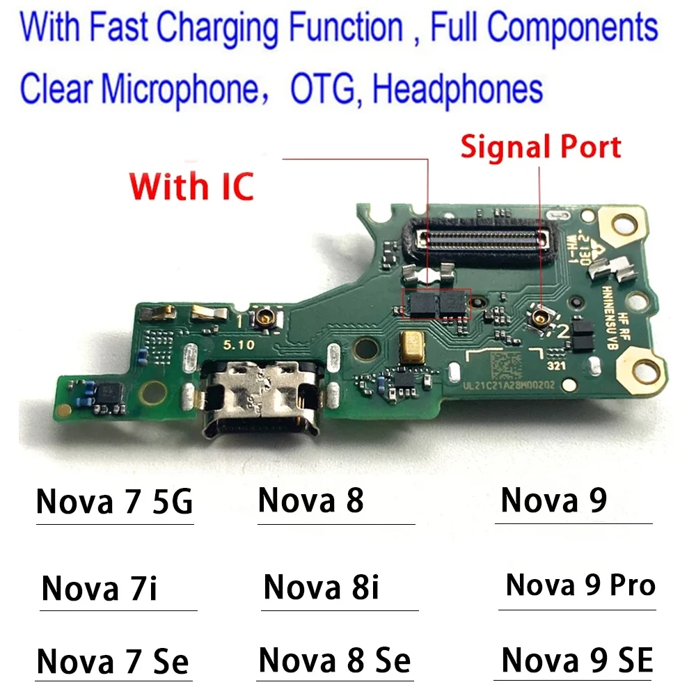 NEW Tested USB Charger Dock Connector Charging Port Microphone Flex Cable For Huawei Nova 5T 7 8 9 10 Pro 5G 7i 8i 7 8 9 SE