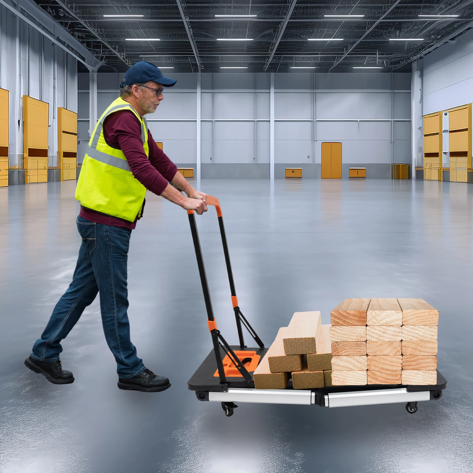 Platform Kerja Multifungsi Beban Berat (Hingga 551,16 Lbs) - 2 Tingkat Ketinggian (20,47/30,71 Inci), 2 Roda Universal yang Dapat Dikunci