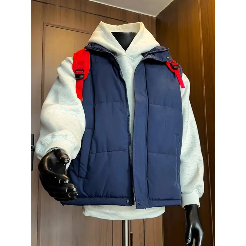 

Blue American Sle down Jaet Men's Svel Thiened Warmth Vest Outerwear to Wear with Sweatirt for Daily Use