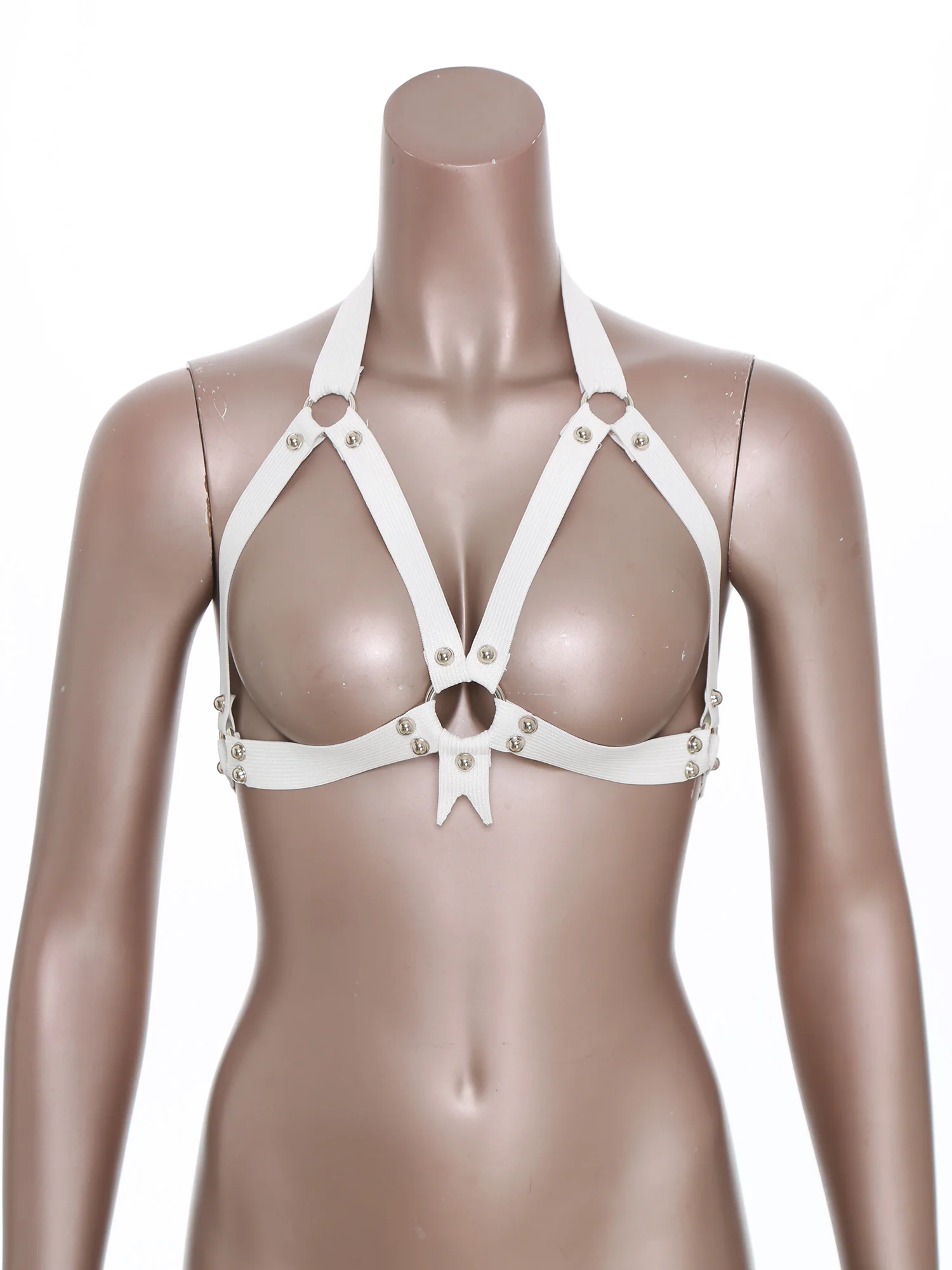 المرأة شريط مرن تسخير الصدرية الأعلى برشام معدني الجسم ضمادة الجوف خارج قفص الملابس الداخلية الصدرية الرسن الرقبة Cupless Bralette الملابس الداخلية