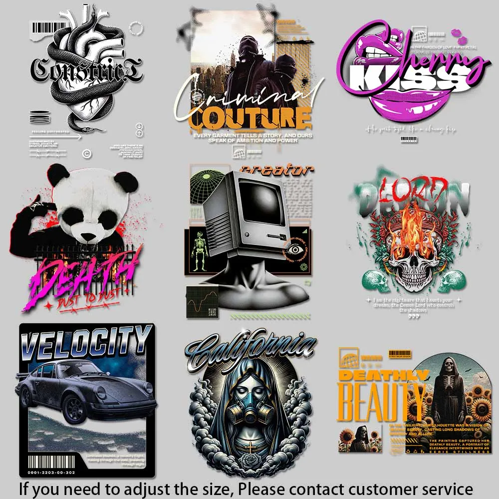 DIY Heat Transfer Vinyl Patch - Dark Street Style for T-Shirts, Hoodies, Bags - Washable & Durable Trendy Clothing Graphics