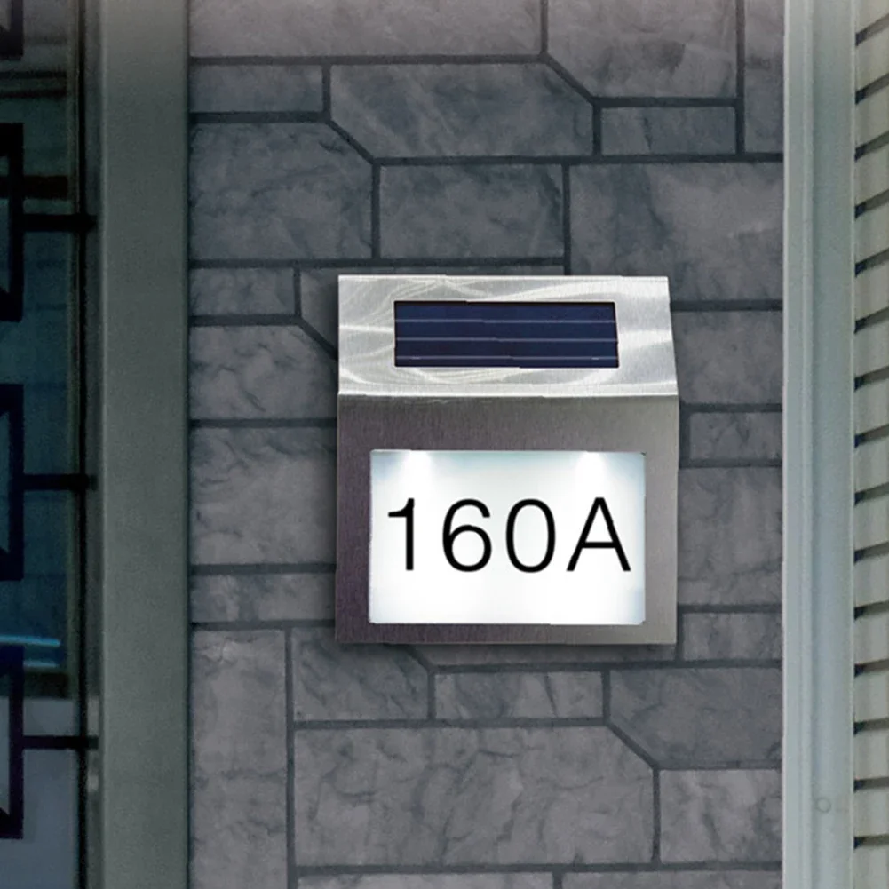 Waterproof Outdoor LED Solar Wall Light House Number Light Address Sign Illuminate for Home Garden Door Plate Wall Lamp