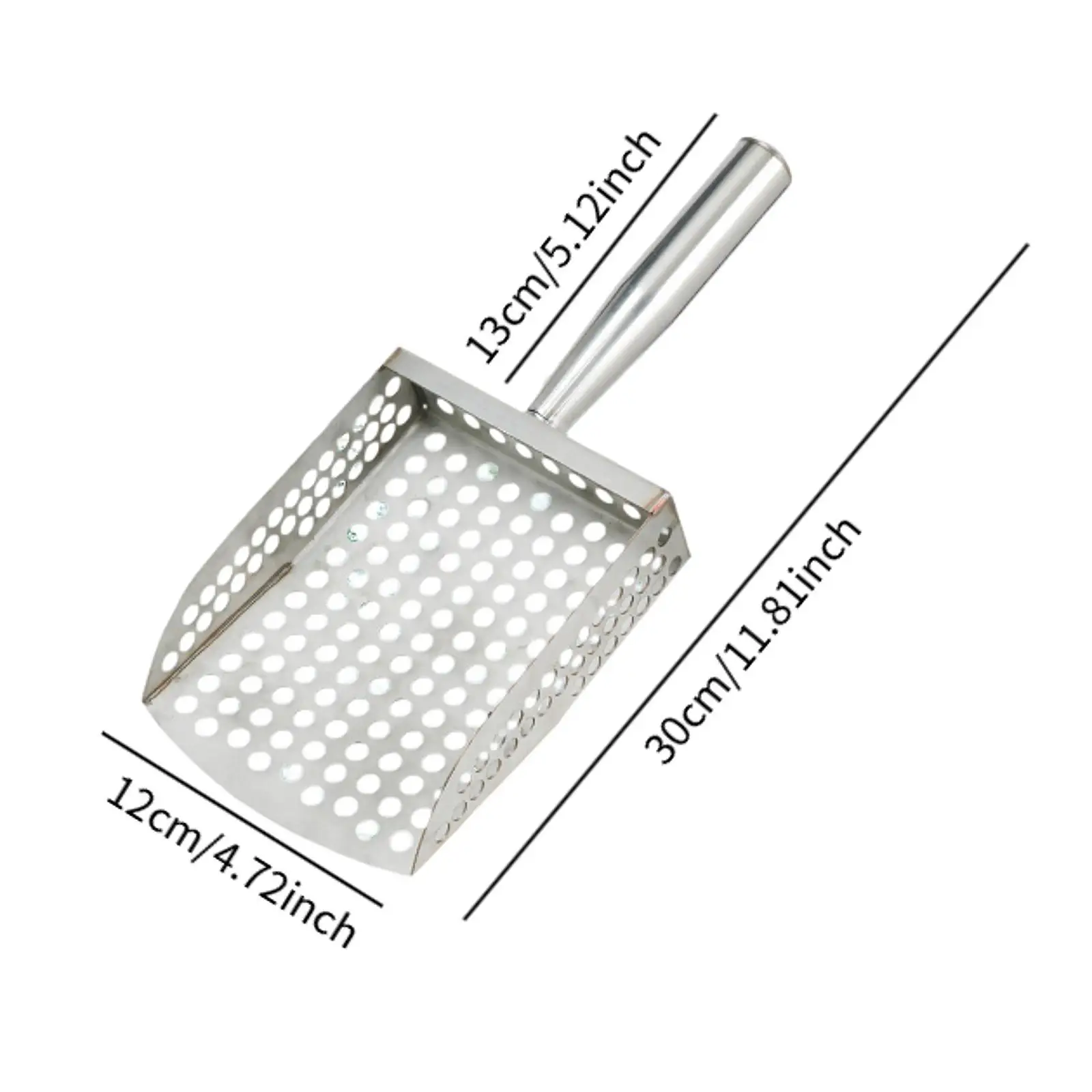 مغرفة الرمل المحمولة مقبض مريح حفر غربال الرمال المغربل مجرفة معدنية للكشف عن المعادن الشاطئ تحت الماء شاطئ البحر المشابك