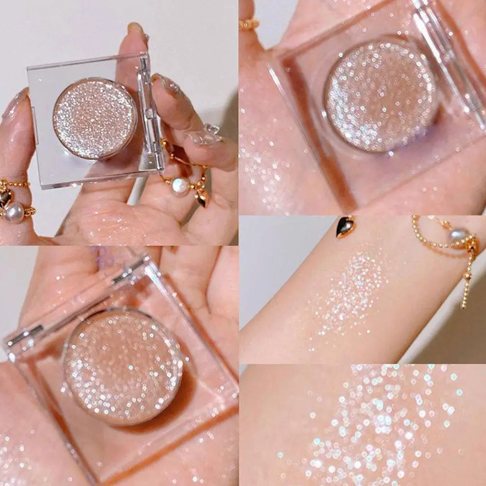 1Pc Diamond Glitter Oogschaduw Glanzend Parelmoer Wit Bruin met Flash Oogschaduw Palet Langdurige Ogen Make-up Cosmetica