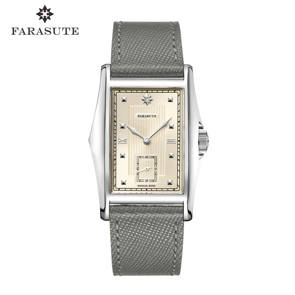 FARASUTE Creative Manual Square Customized Mechanical Movement Watch Men Luxury Sapphire Glass Small Second Wristwatches Reloj
