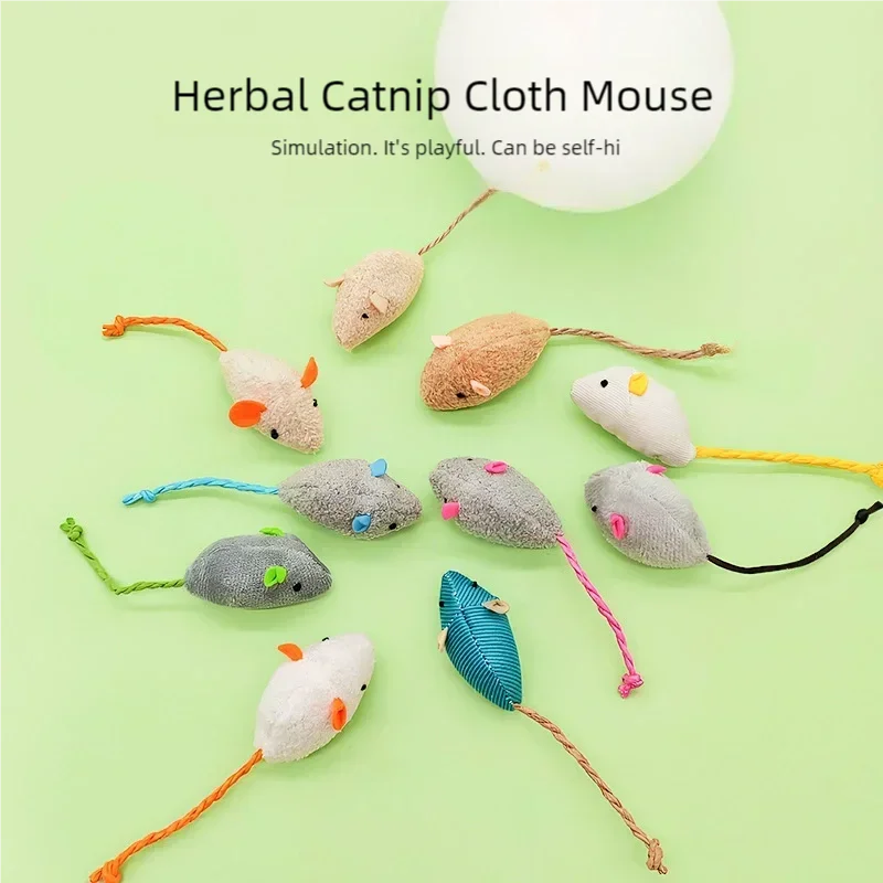 Durable Plush Simulation Mouse Cat Toy with Built-In Catnip for Relieving Boredom Scratch-Proof Teething Pet Toy for Cats