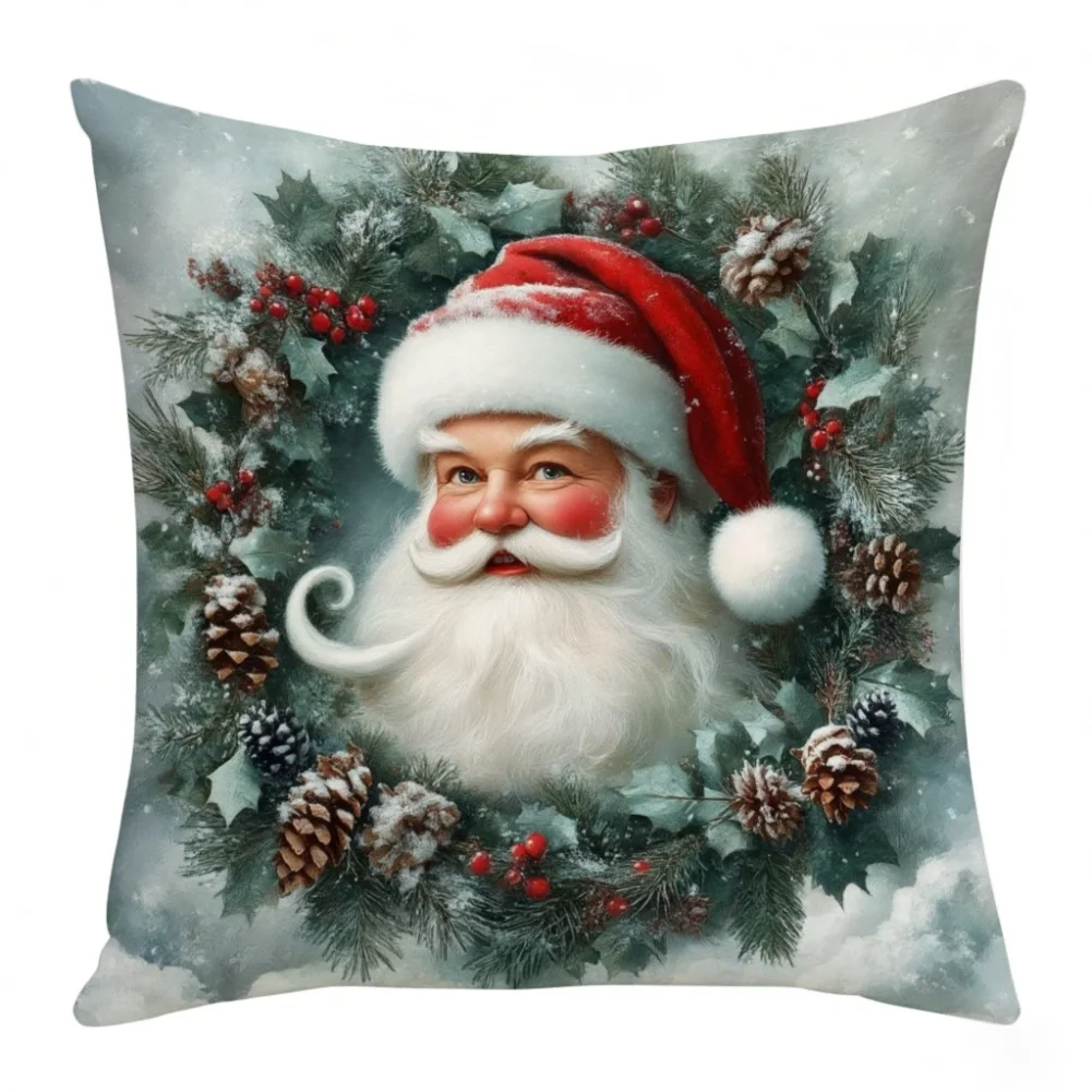 Winter Snowman Pillow Cover 18x18Inches Soft Cotton Square Pillow Case For Christmas Home Decor Cover