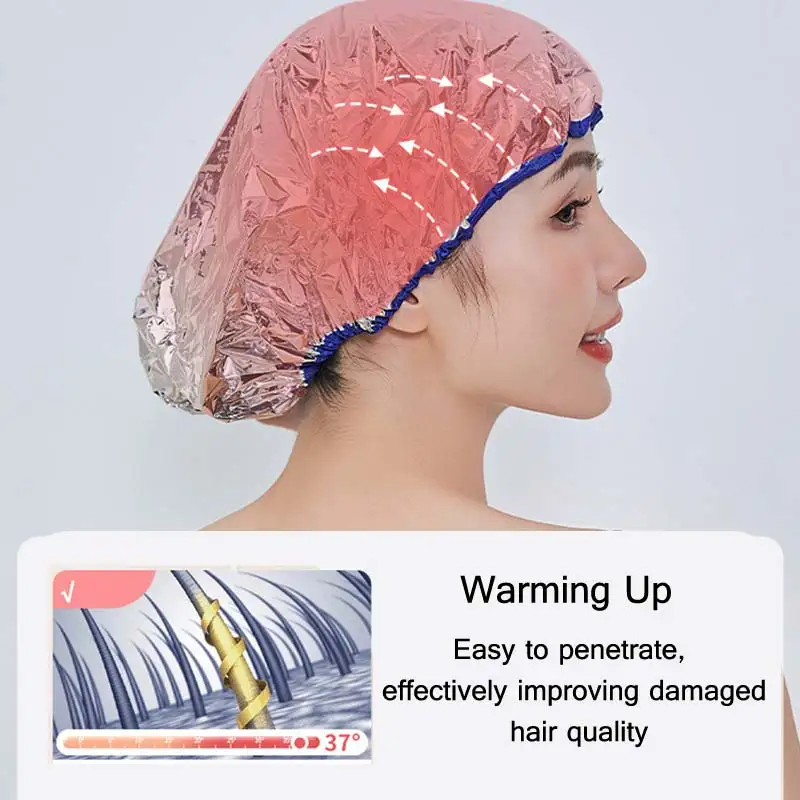 Gorro de ducha cálido para acondicionamiento profundo, gorro de ducha con calor de 10 piezas, tratamiento de aceite caliente, gorro para teñir el cabello, gorro de estilo para el cabello