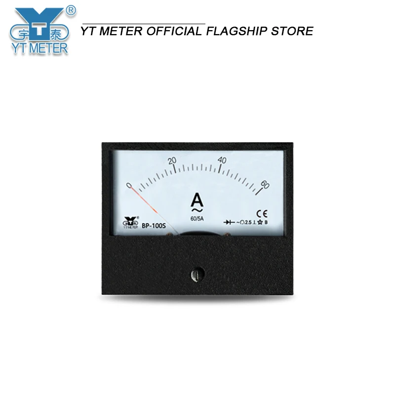 BP-100S 5A AC مقياس التيار الكهربائي، 60/75/100/400/500/5A مؤشر التيار المتردد مقياس التيار الكهربائي، 80*100 مللي متر