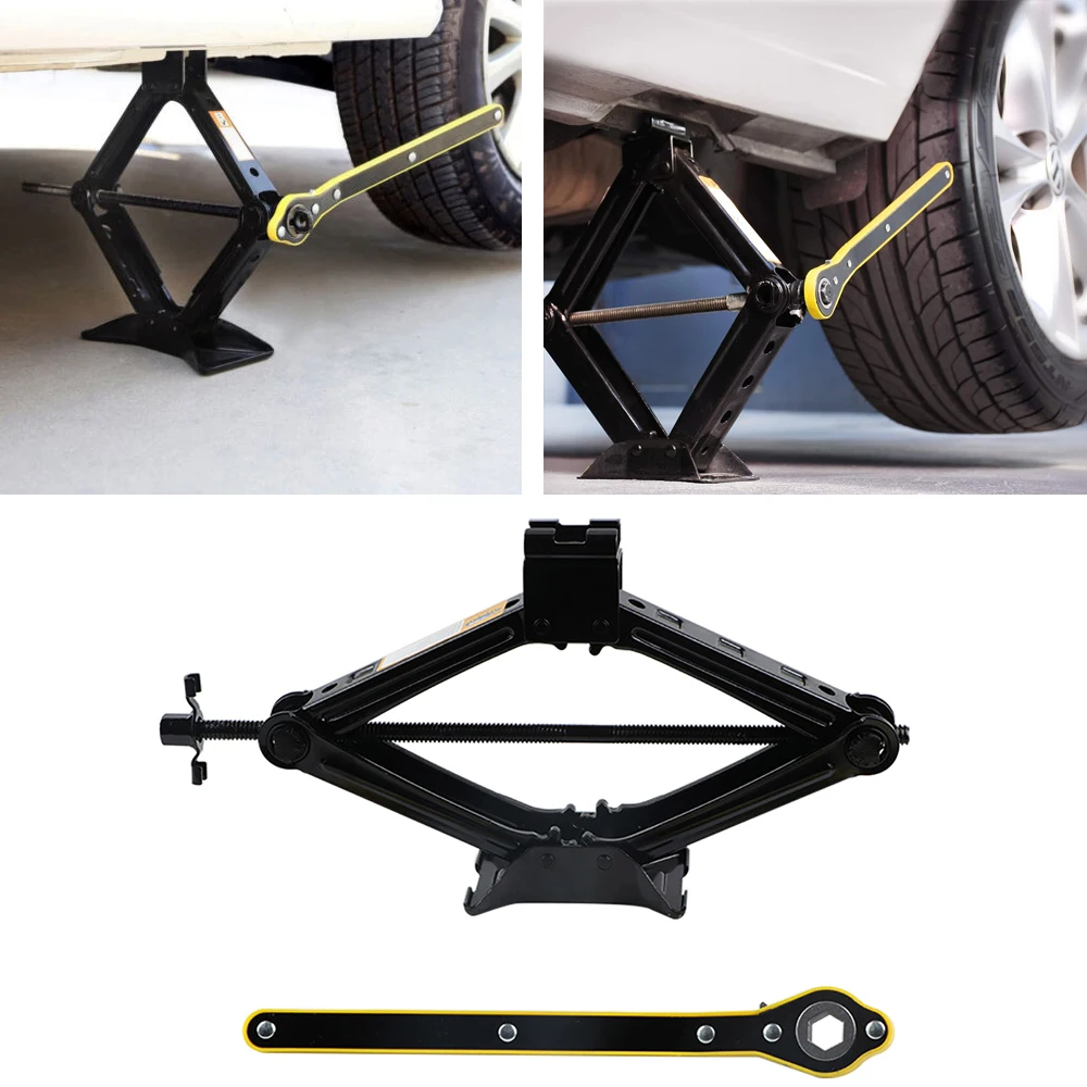 Automotive Car Scissor Jack 2 Tons Foldable Universal Accessories Thickened Steel Material Horizontal Type Effort Saving Durable