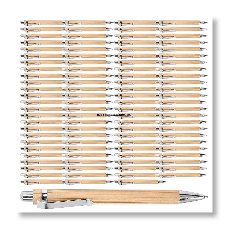 ●100 Pcs/Lot Bamboo Ballpoint Pen Stylus Contact Pen Office & School Supplies Pens & Writing Supplies Gifts-Blue Ink