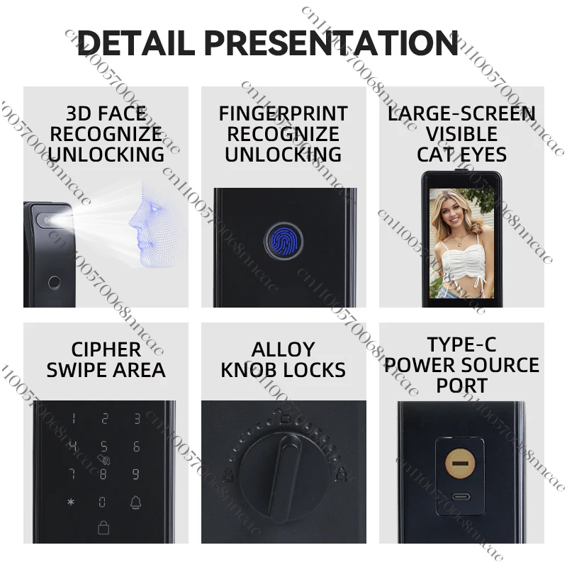 Hot Selling TTlock Tuya APPFace Scene Smart WiFi Digital Door Lock Code Card Unlock Fingerprint Fully Automatic Smart Door Lock