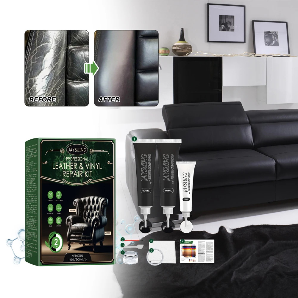 Car Leather Seat Repair Kit Black Leather Repair Kit Black Leather & Vinyl Repair Kit Restores Faux Artificial Genuine Pleather