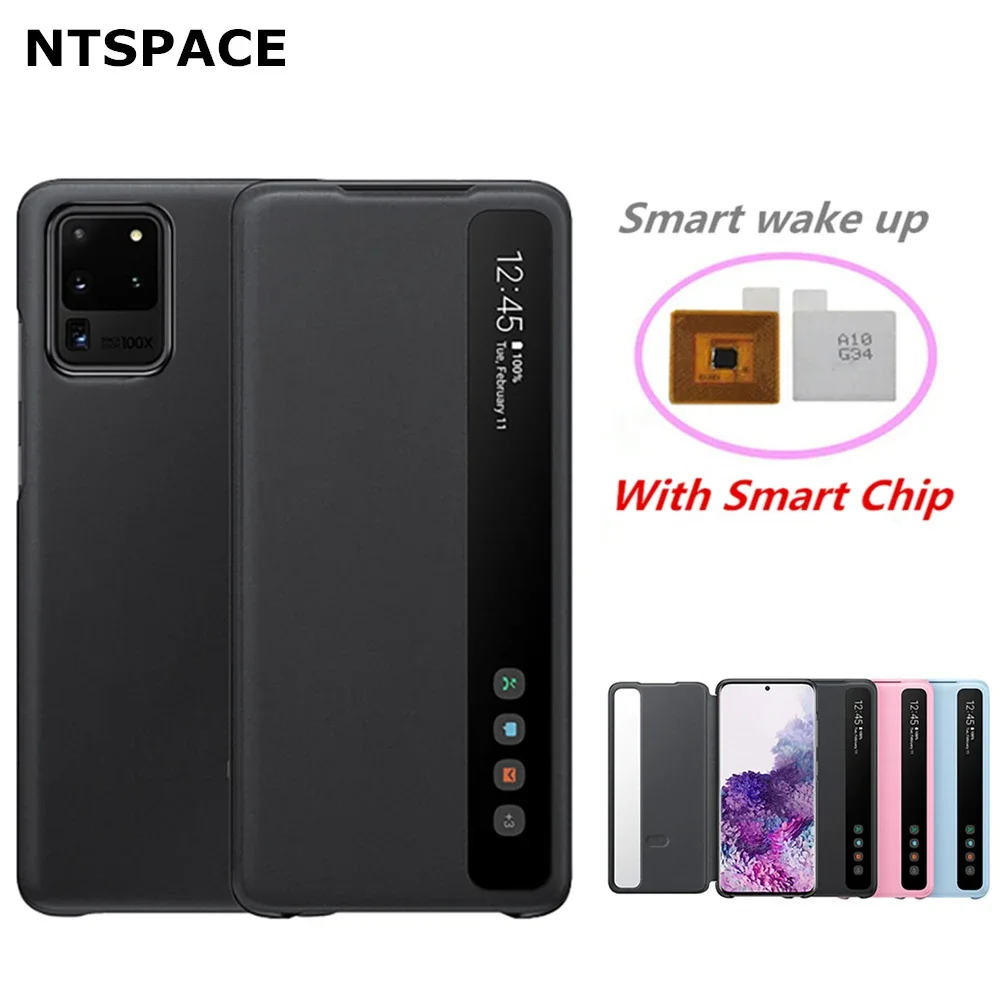 

Window View Clear Intelligent Cover For Samsung Galaxy S20 Plus S20+ S20 Ultra S20 5G Flip-free Smart Chip Flip Leather Case