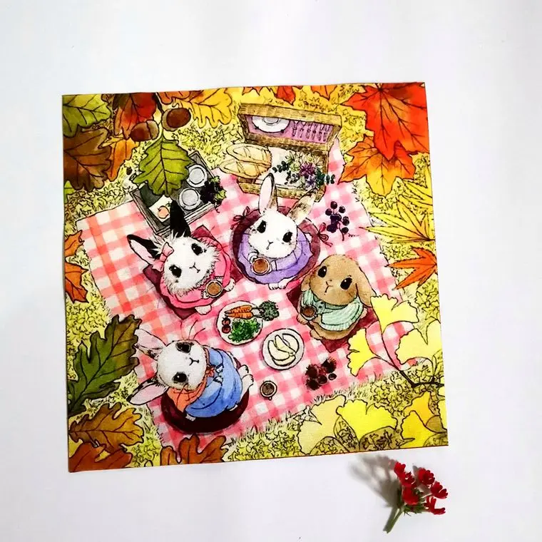 7pcs/lot Digital Printed Cloth Rabbit Fabric Handmade Diy Patchwork Quilting Decora Patchwork Thick Cotton and Linen  Warp