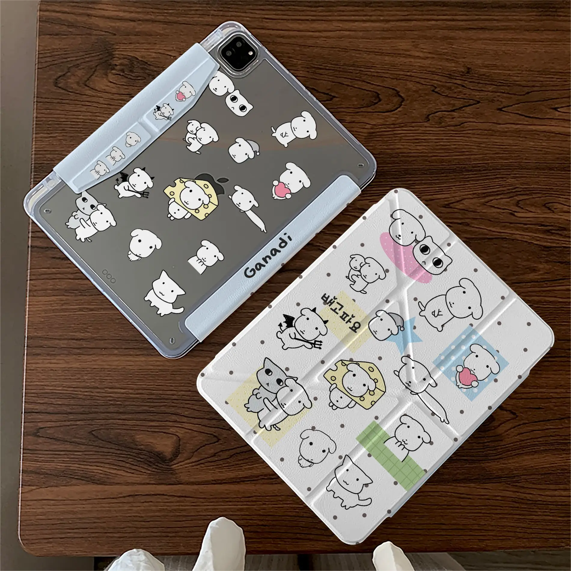 Polka Dots Line Puppy Korea Y2K Tablet Case For iPad Pro 11 13 M2 M4 M3 9.7 10.2 5/6th 7/8/9/10/11th Mini 6 7 Air 3 4 5 6 Cover
